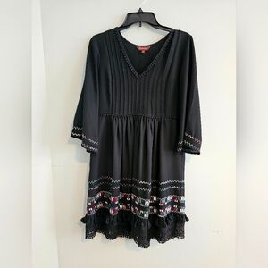 Ranna Gill | Anthropologie Black Embroidered Dress | Small